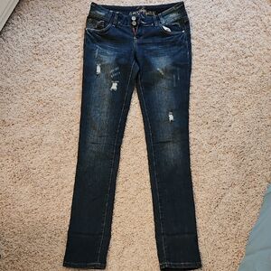 3/$20🎉 Almost Famous Blue Skinny Jeans Distressed Style